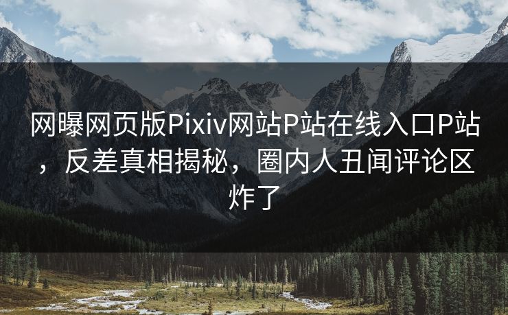 网曝网页版Pixiv网站P站在线入口P站，反差真相揭秘，圈内人丑闻评论区炸了