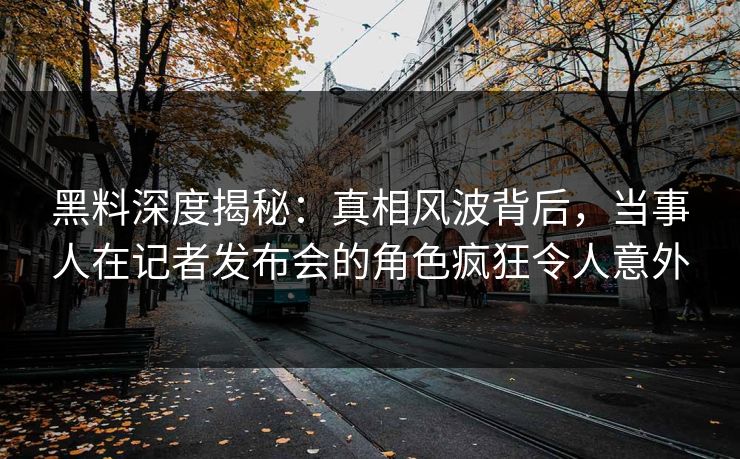黑料深度揭秘：真相风波背后，当事人在记者发布会的角色疯狂令人意外
